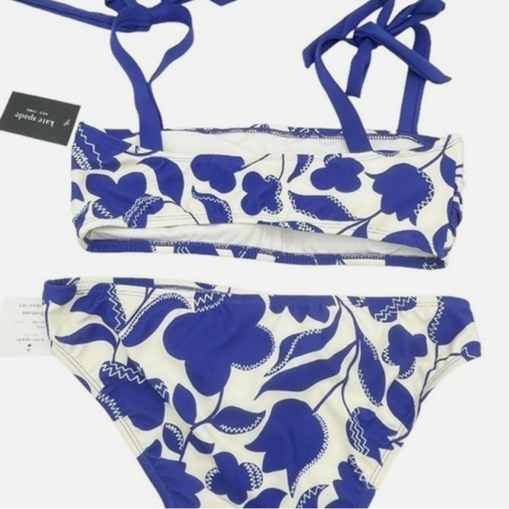 NWT Kate Spade Blue Berry zig zag Floral Bikini Set